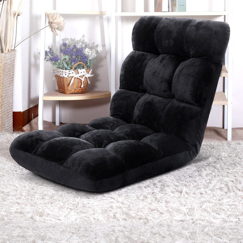 Artiss Lounge Sofa Bed Flannel Fabric Black