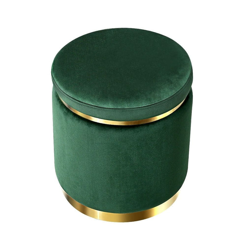 Artiss Ottoman Foot Stool Round Velvet Green