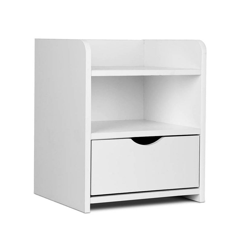 Artiss Bedside Table 1 Drawer with Shelf - FARA White