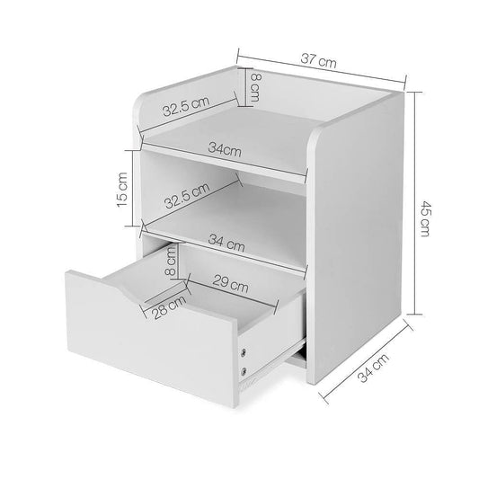 Artiss Bedside Table 1 Drawer with Shelf - FARA White