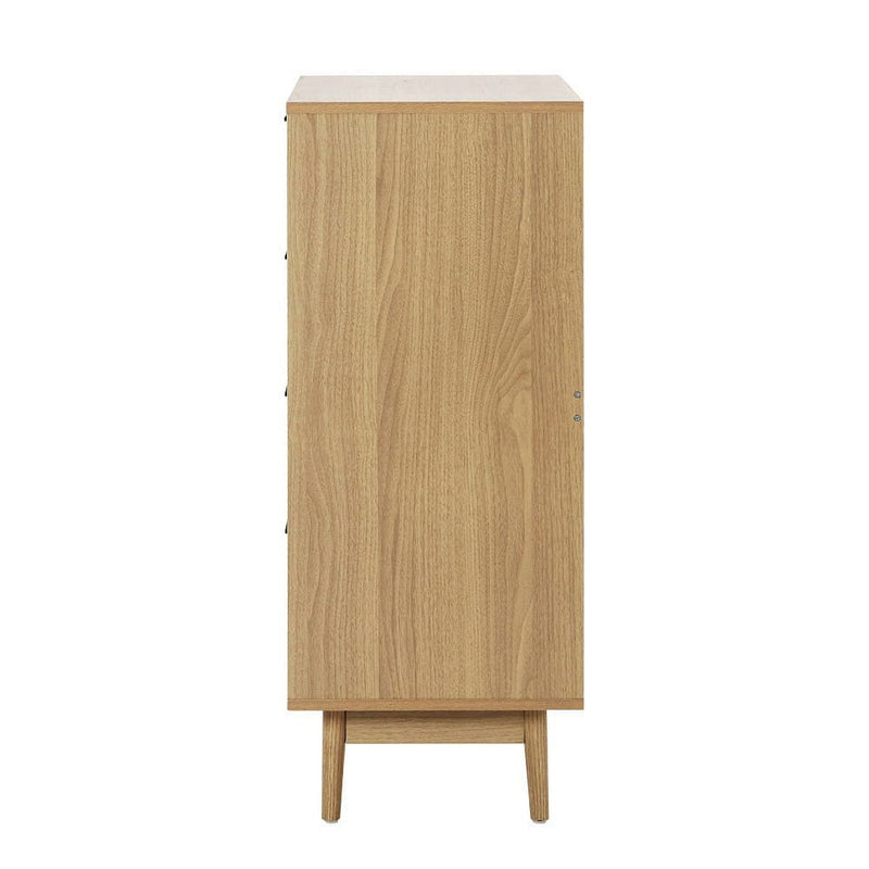 Artiss 4 Chest of Drawers Rattan Tallboy Pine - BRIONY