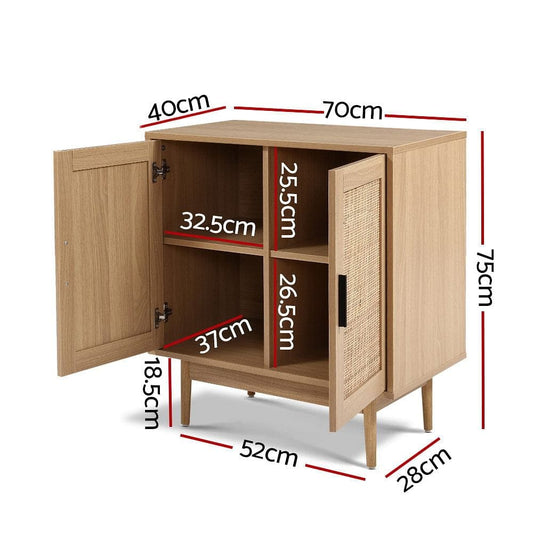 Artiss Rattan Buffet Sideboard 2 Doors - BRIONY Oak