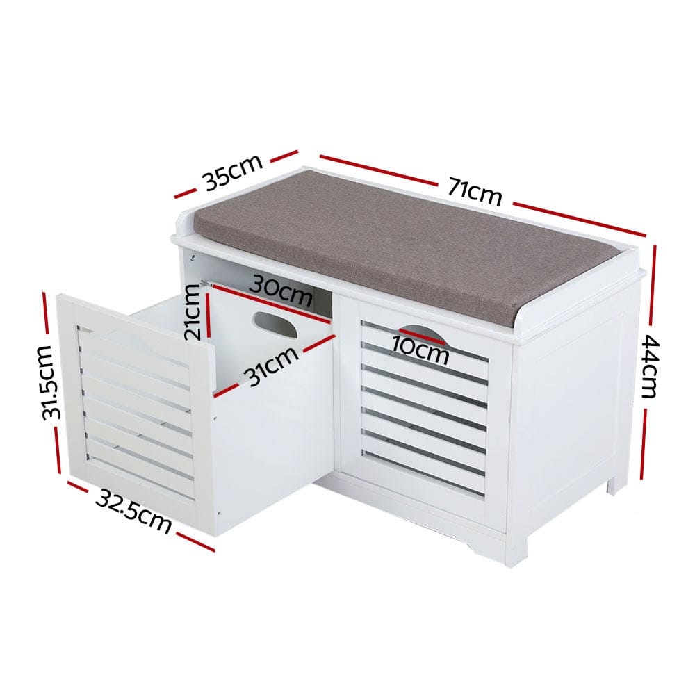 Artiss Shoe Rack Cabinet Bench White Caye