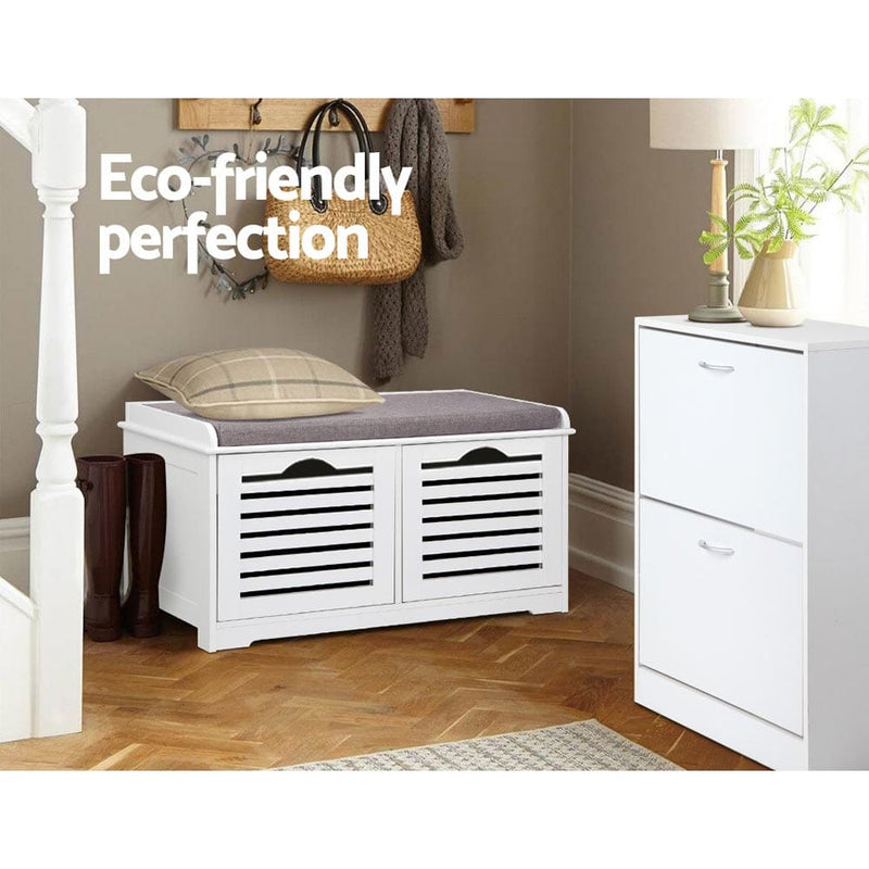 Artiss Shoe Rack Cabinet Bench White Caye