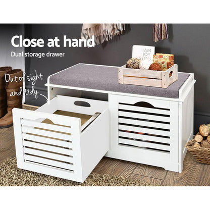 Artiss Shoe Rack Cabinet Bench White Caye