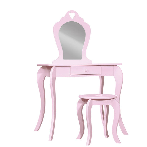 Keezi Kids Vanity Dressing Table Stool Set Mirror Drawer Children Makeup Pink