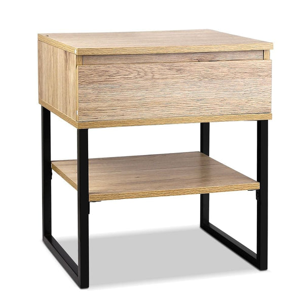 Artiss Bedside Table 1 Drawers with Shelf - CASEY