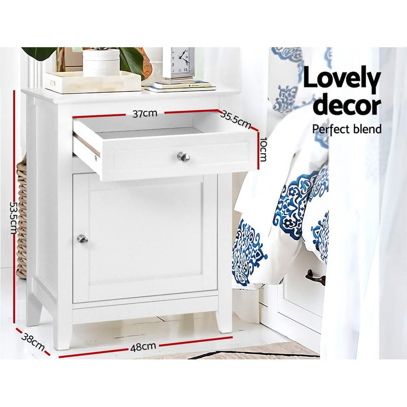 Artiss Bedside Tables Side Table Drawers Nightstand White