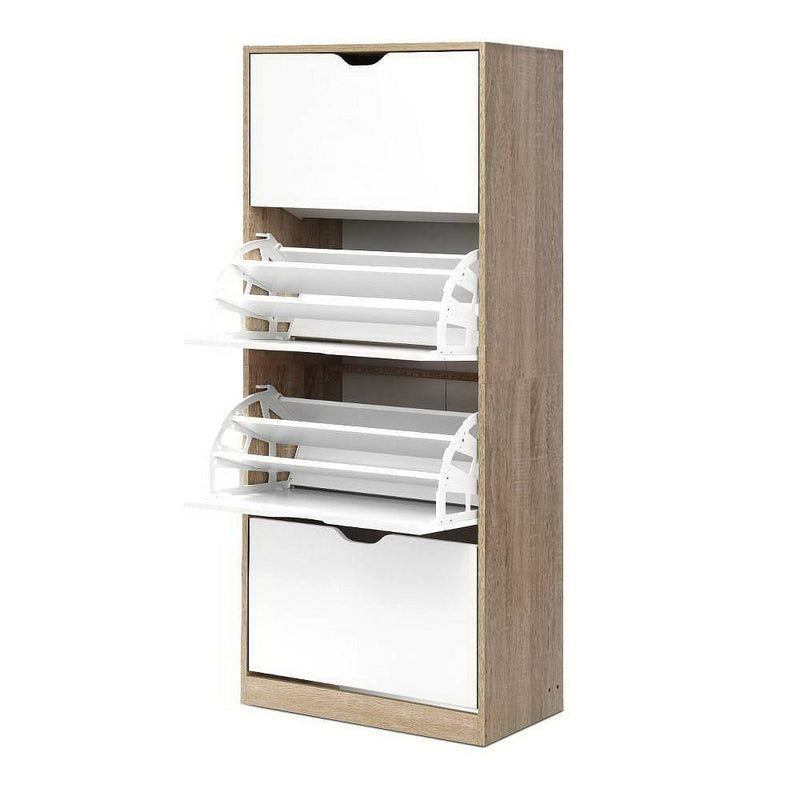 Artiss Shoe Rack Cabinet 60 Pairs 4-tier White Elen