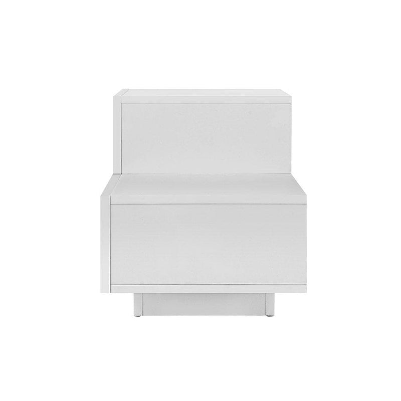 Artiss Bedside Tables LED 2 Drawers - REMI White