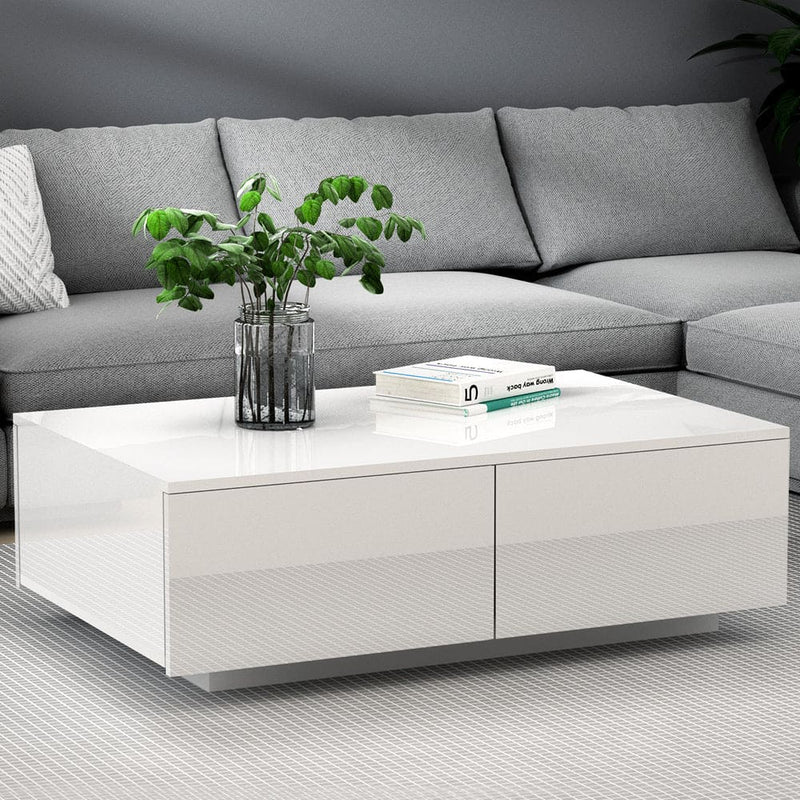 Artiss Coffee Table 4 Drawers White Trevi