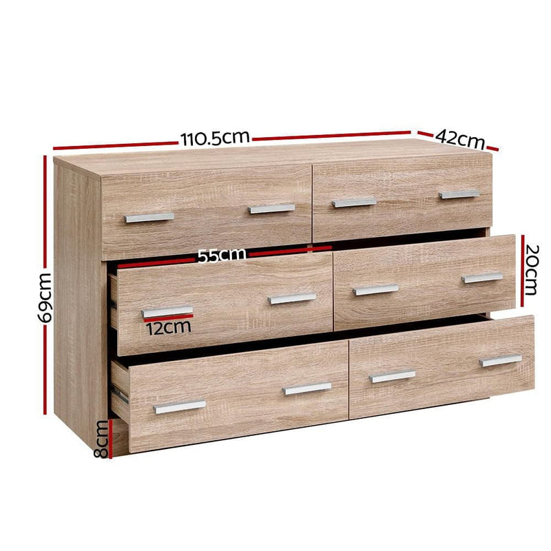 Artiss 6 Chest of Drawers - VEDA Pine