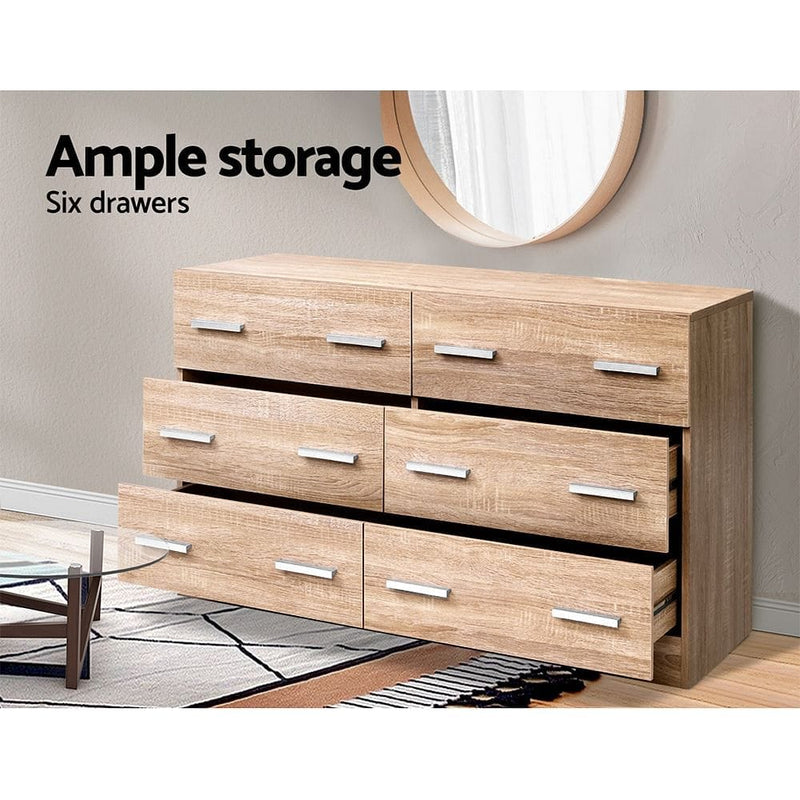 Artiss 6 Chest of Drawers - VEDA Pine