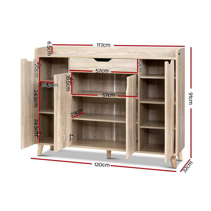 Artiss Shoe Rack Cabinet 26 Pairs Adjustable Pine Cissy