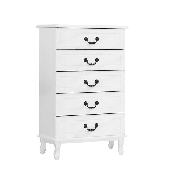 Artiss 5 Chest of Drawers - KUBI White