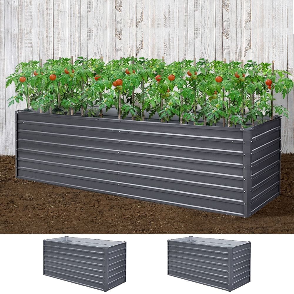 Green Fingers Garden Bed 320x80x77cm Planter Box Raised Container Galvanised Herb