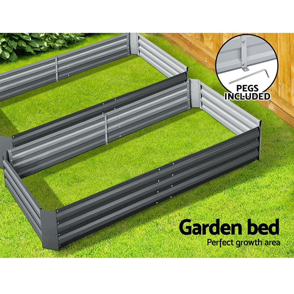 Green Fingers 2x Garden Bed 210x90cm Planter Box Raised Container Galvanised Herb