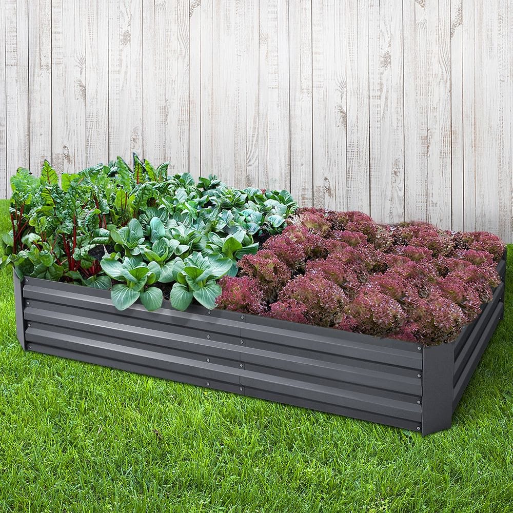 Green Fingers 2x Garden Bed 210x90cm Planter Box Raised Container Galvanised Herb