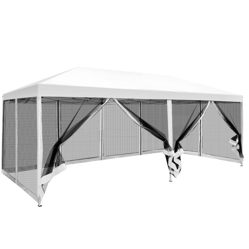 Instahut Gazebo Pop Up Marquee 3x6m Wedding Mesh Side Wall Outdoor Gazebos White