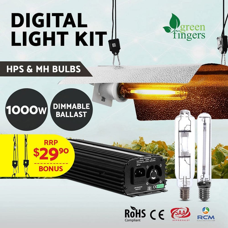 Greenfingers 1000W HPS MH Grow Light Kit Digital Ballast Reflector Hydroponic Grow System Kit