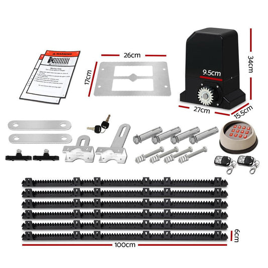 Lockmaster Automatic Sliding Gate Opener Kit Keypad 6M 1000KG