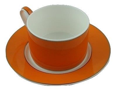 Artqiue Set of 2 - Lemon / Tangarine Coloured Cup & Saucer