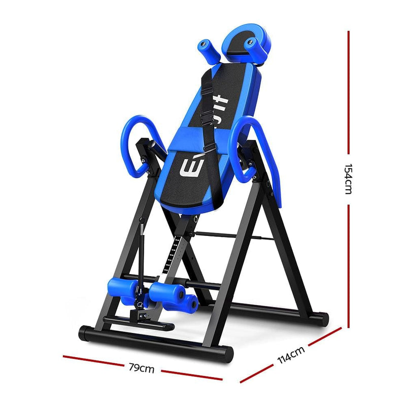 Everfit Inversion Table Gravity Exercise Inverter Back Stretcher Home Gym Blue