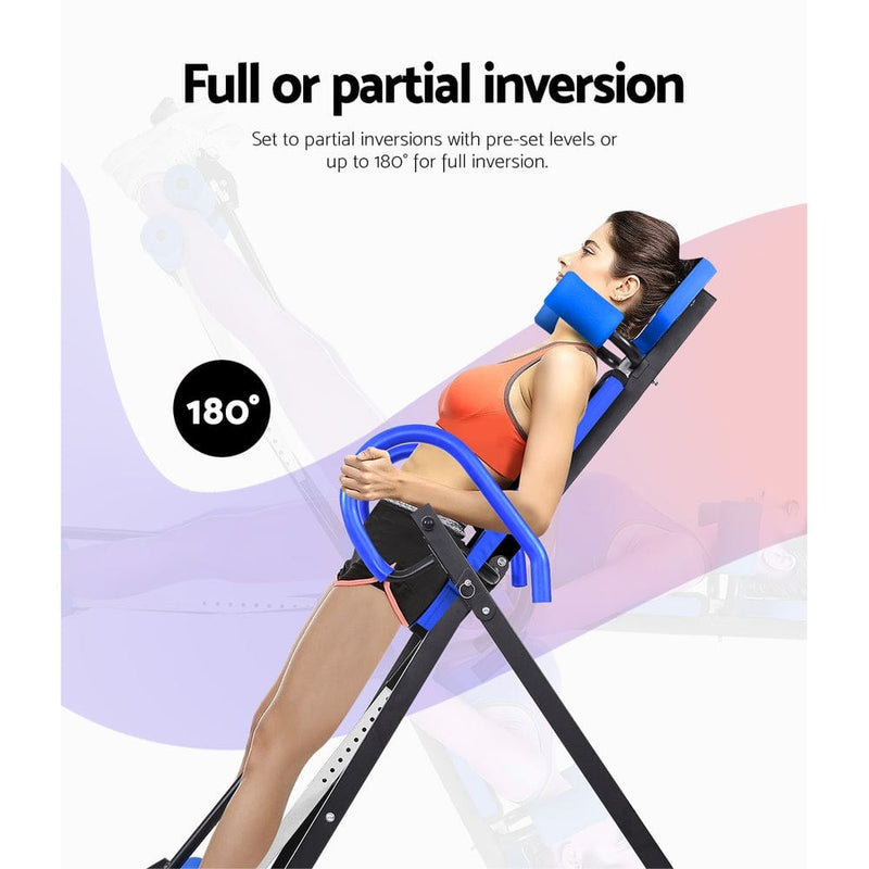 Everfit Inversion Table Gravity Exercise Inverter Back Stretcher Home Gym Blue