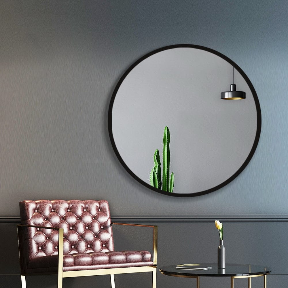 Embellir Wall Mirror Makeup 60cm Home Decor Framed Mirrors Bathroom Round Black