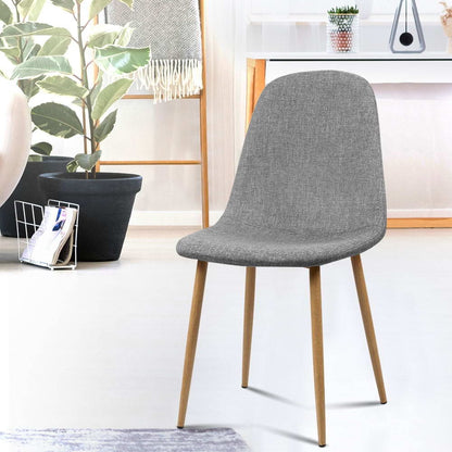 Artiss Dining Chairs Set of 4 Linen Curved Slope Grey