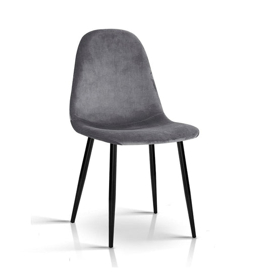 Artiss Dining Chairs Set of 4 Velvet Curved Slope Grey