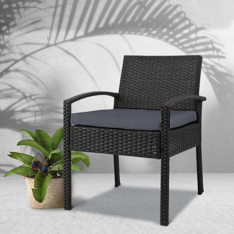 Gardeon Outdoor Dining Chairs Patio Furniture Rattan Lounge Chair Cushion Felix