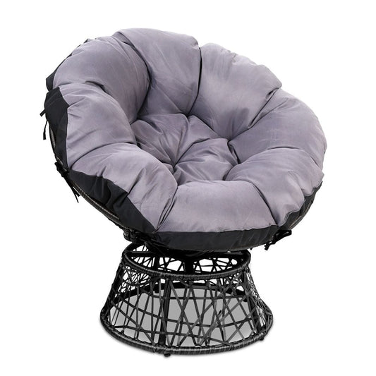 Gardeon Outdoor Chairs Outdoor Furniture Papasan Chair Wicker Patio Garden Black