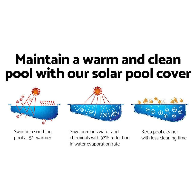 Aquabuddy Pool Cover 500 Micron 10x4m Swimming Pool Solar Blanket Blue