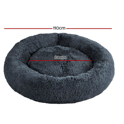 i.Pet Pet Bed Dog Cat 110cm Calming Extra Large Soft Plush Dark Grey