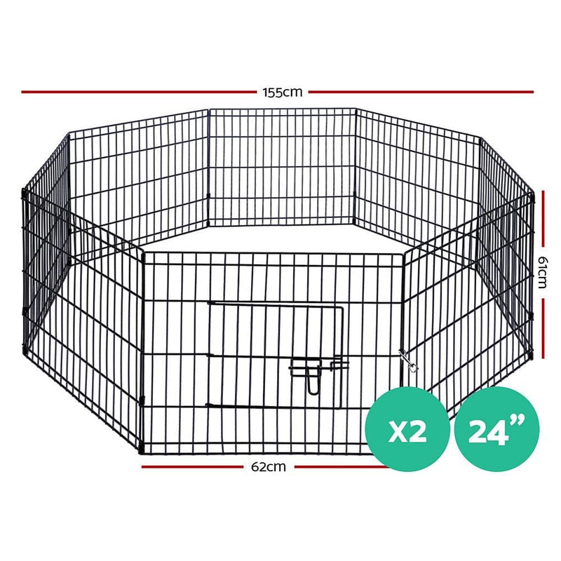 i.Pet 2x24" 8 Panel Dog Playpen Pet Fence Exercise Cage Enclosure Play Pen