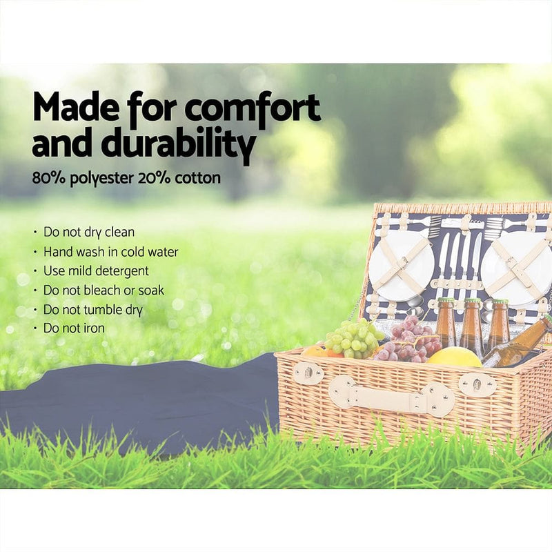 Alfresco 4 Person Picnic Basket Set Insulated Blanket