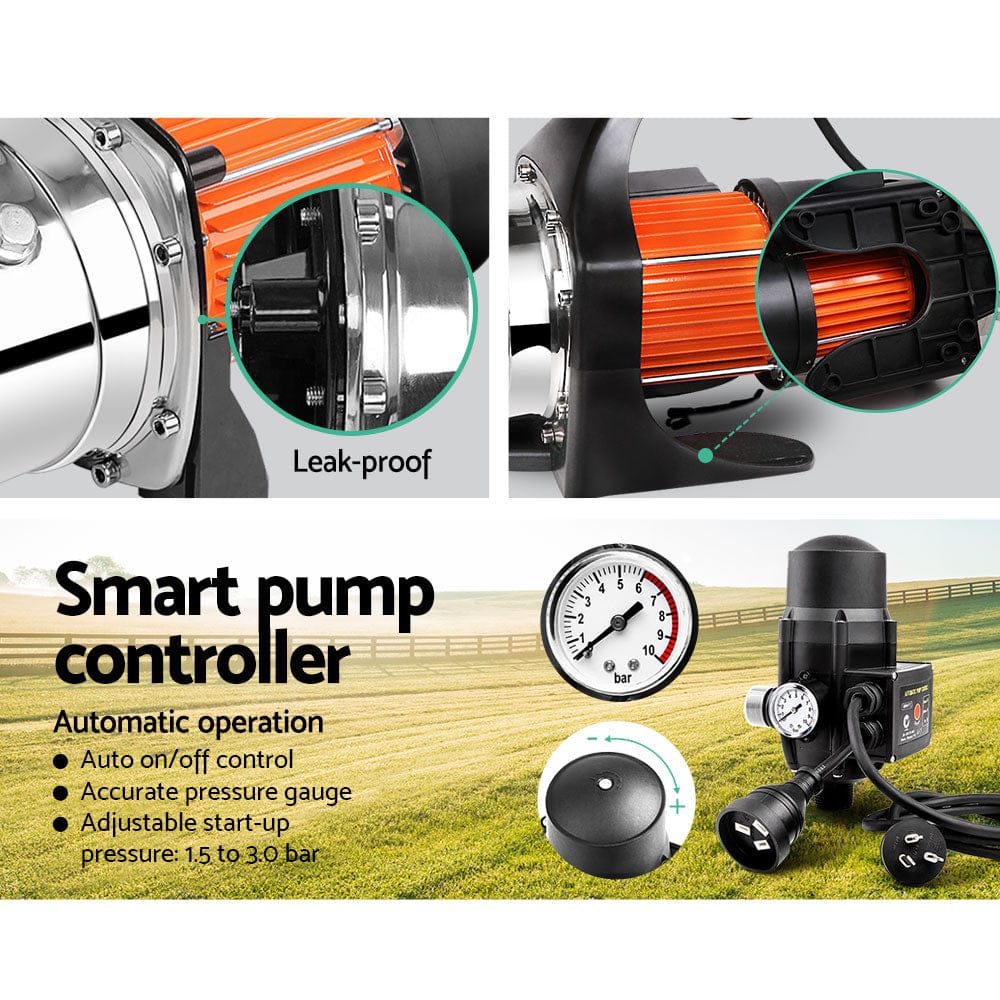 Giantz Garden Water Pump High Pressure 800W Tank Rain Farm Irrigation House Black