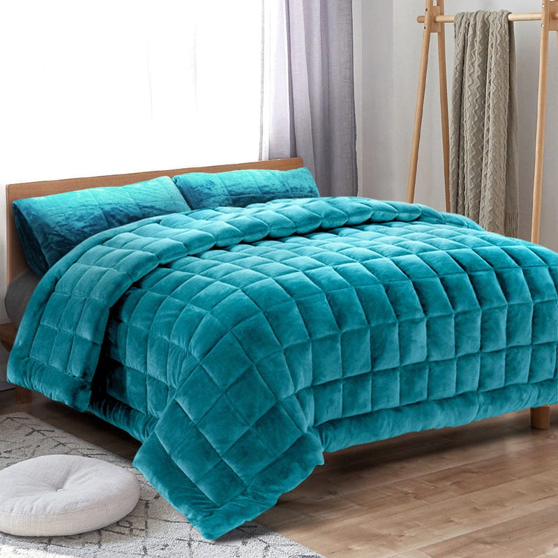 Giselle Bedding Faux Mink Quilt Blue King