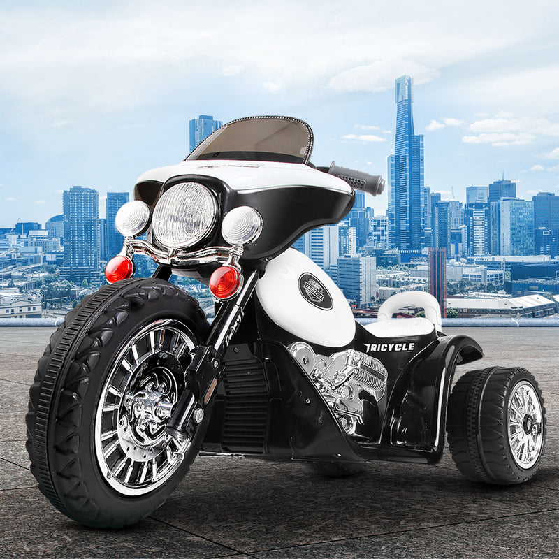 Rigo Kids Electric Ride On Patrol Police Car Harley-Inspired 6V Black