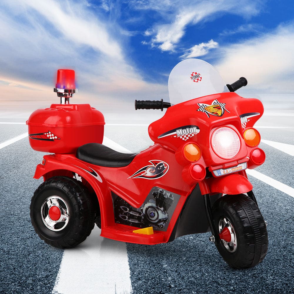 Rigo Kids Electric Ride On Police Motorcycle Motorbike 6V Battery Red