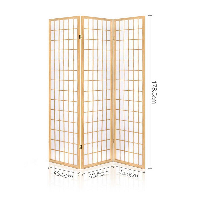 Artiss 3 Panel Room Divider Screen 131x179cm Natural