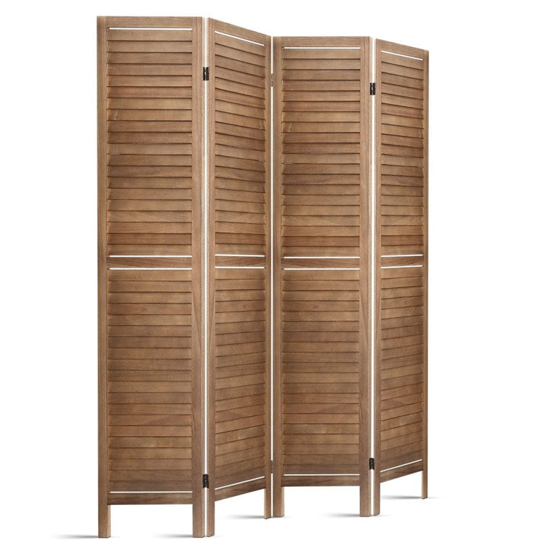 Artiss 4 Panel Room Divider Screen 160x170cm Louver Oak