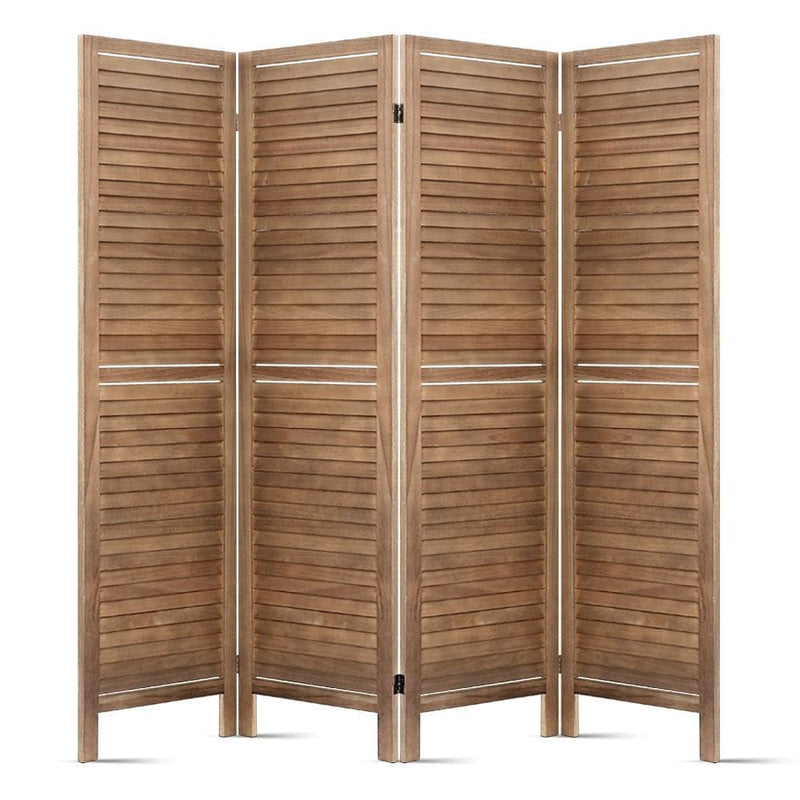 Artiss 4 Panel Room Divider Screen 160x170cm Louver Oak