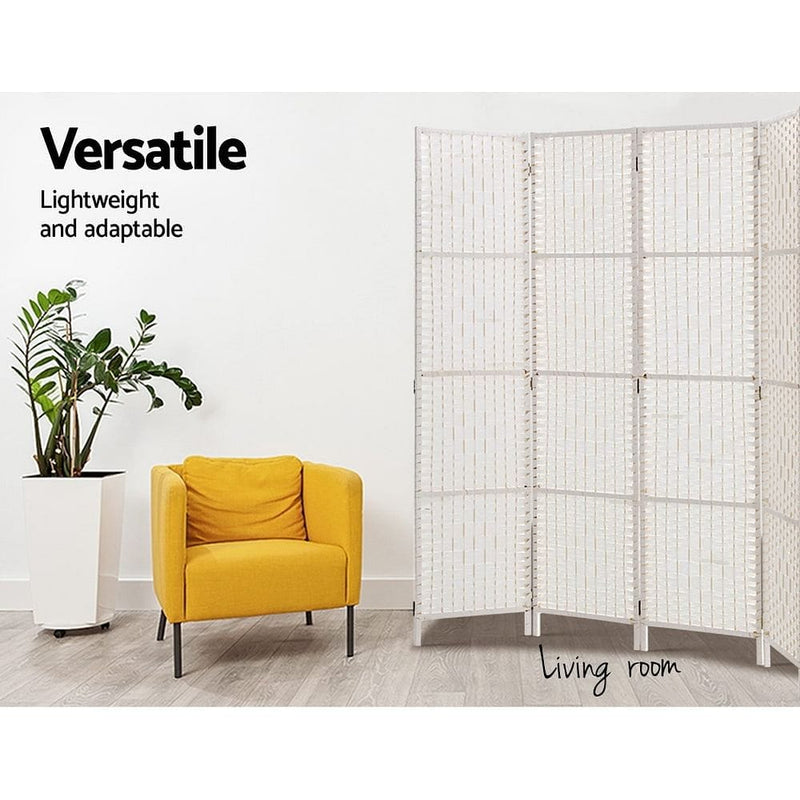 Artiss 4 Panel Room Divider Screen 163x170cm Woven White