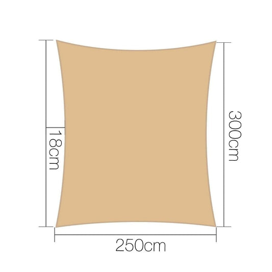 Instahut Shade Sail 2.5x3m Rectangle 280GSM 98% Sand Shade Cloth