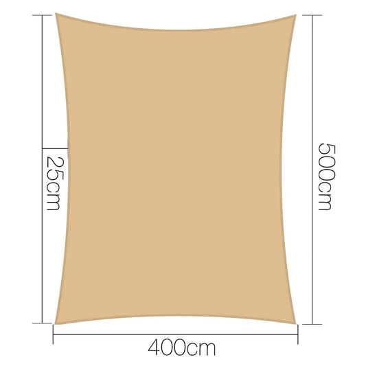 Instahut 4x5m Shade Sail Sun Shadecloth Canopy 280gsm Sand