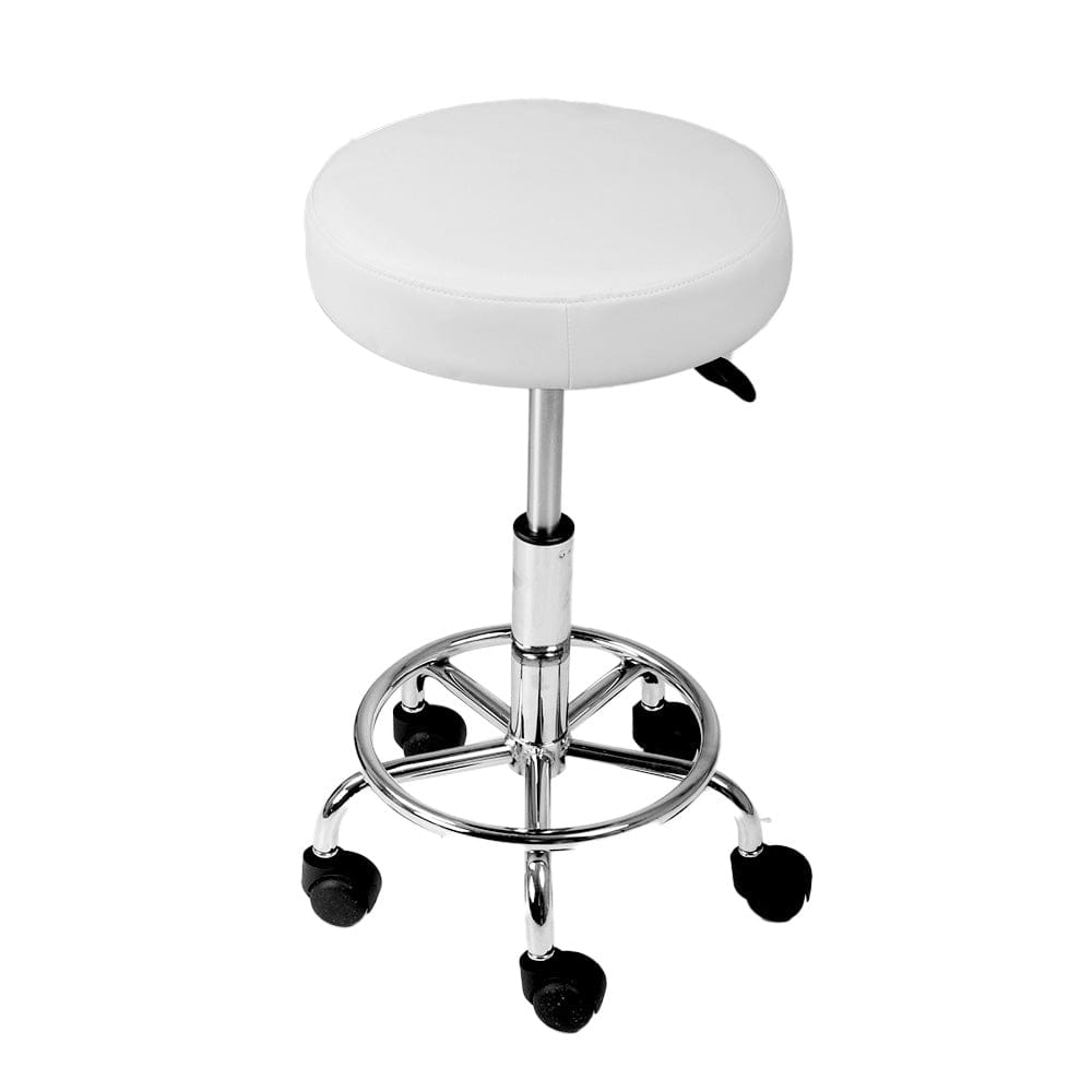 Artiss 2x Salon Stool Round Swivel Chair White