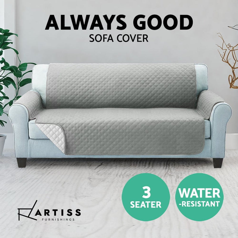 Artiss Sofa Cover Couch Covers 3 Seater Quilted Grey