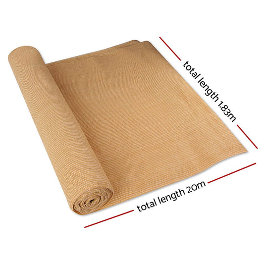 Instahut 50% Shade Cloth 1.83x20m Shadecloth Sail Heavy Duty Beige